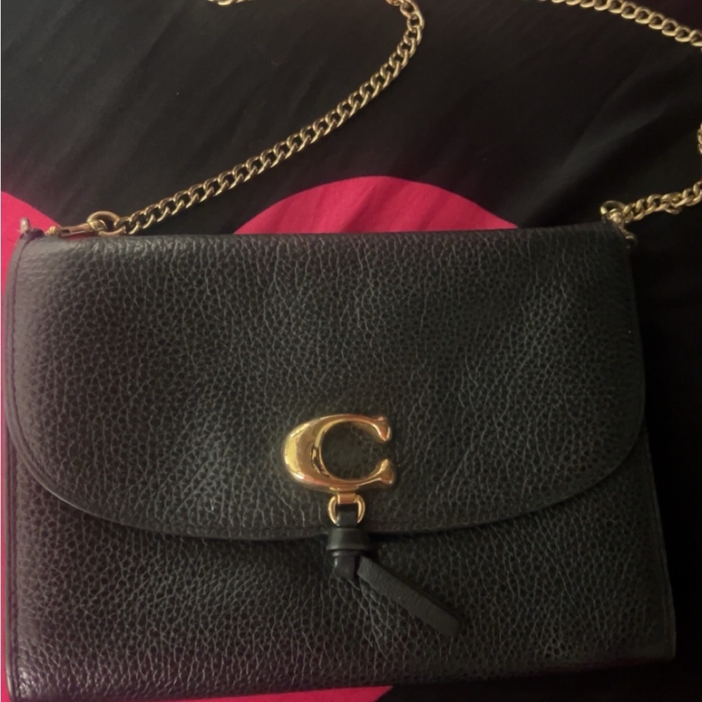 Coach Black Crossbody Bag with Gold Chain